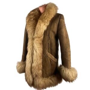 Y2K Shearling Patchwork Sheepskin Penny lane Fur Leather Coat S